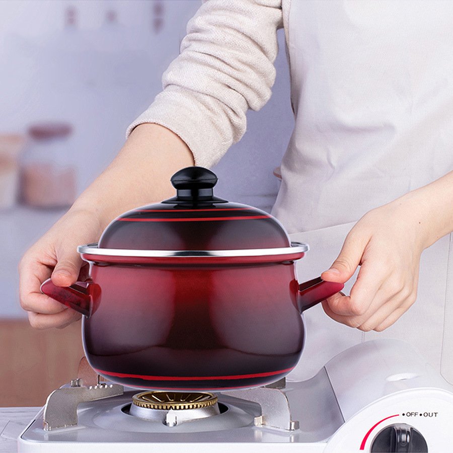 Customizable size printing logo Pot set Enamel pot Cookware Sets Turkish binaural enamel soup pot