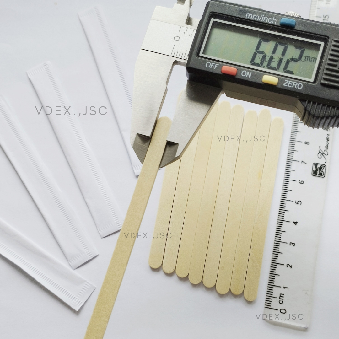 Ecofriendly wooden coffee stick from Vietnam produce coffee stirrer wood tea sticks disposable plastic paper wrapped coffee stir