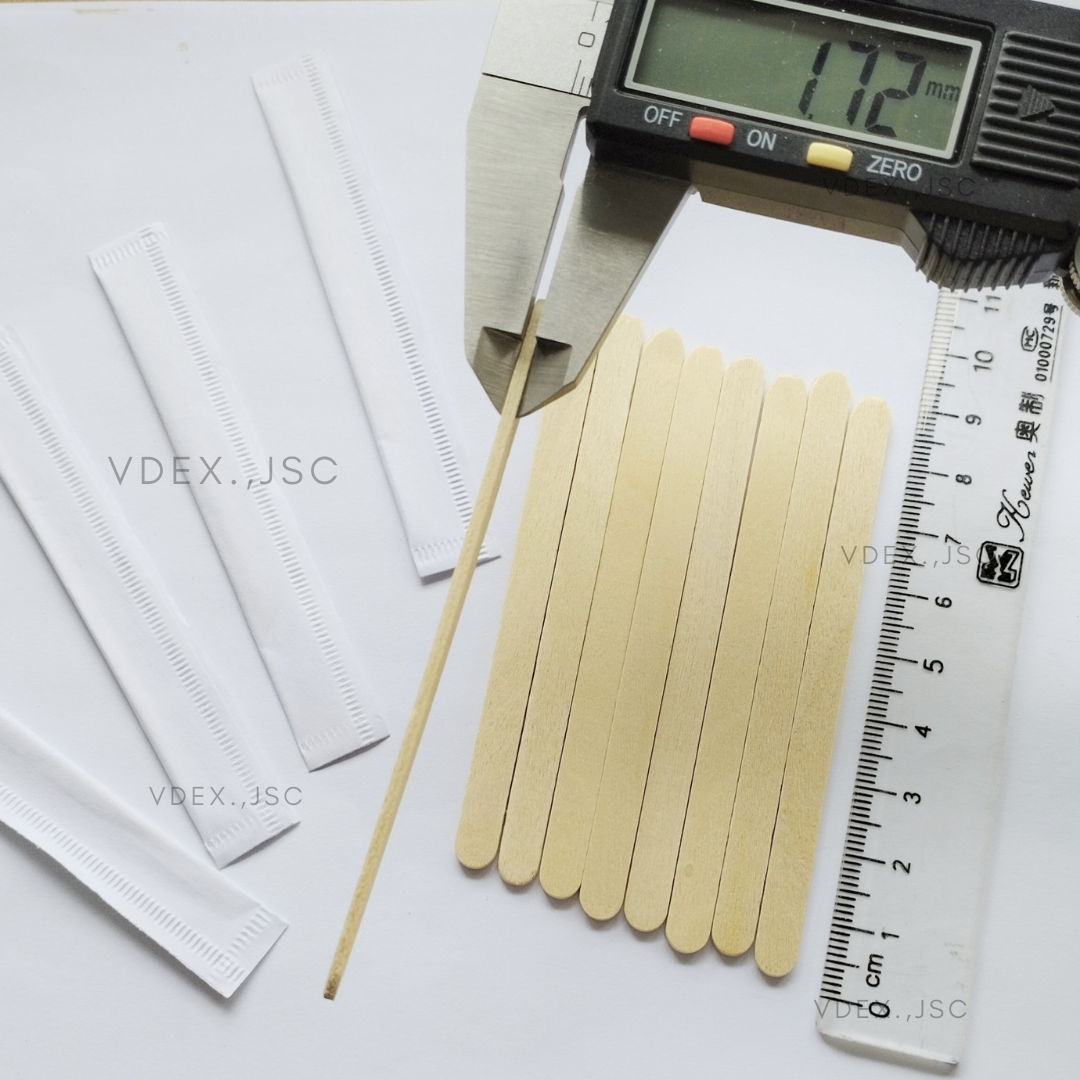 Ecofriendly wooden coffee stick from Vietnam produce coffee stirrer wood tea sticks disposable plastic paper wrapped coffee stir