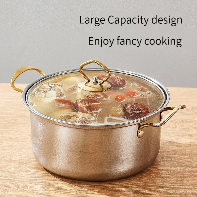 Stainless steel cooking pot kitchen pot set with handle cookware fry pan kitchenware kettle soup pot multifunction cook