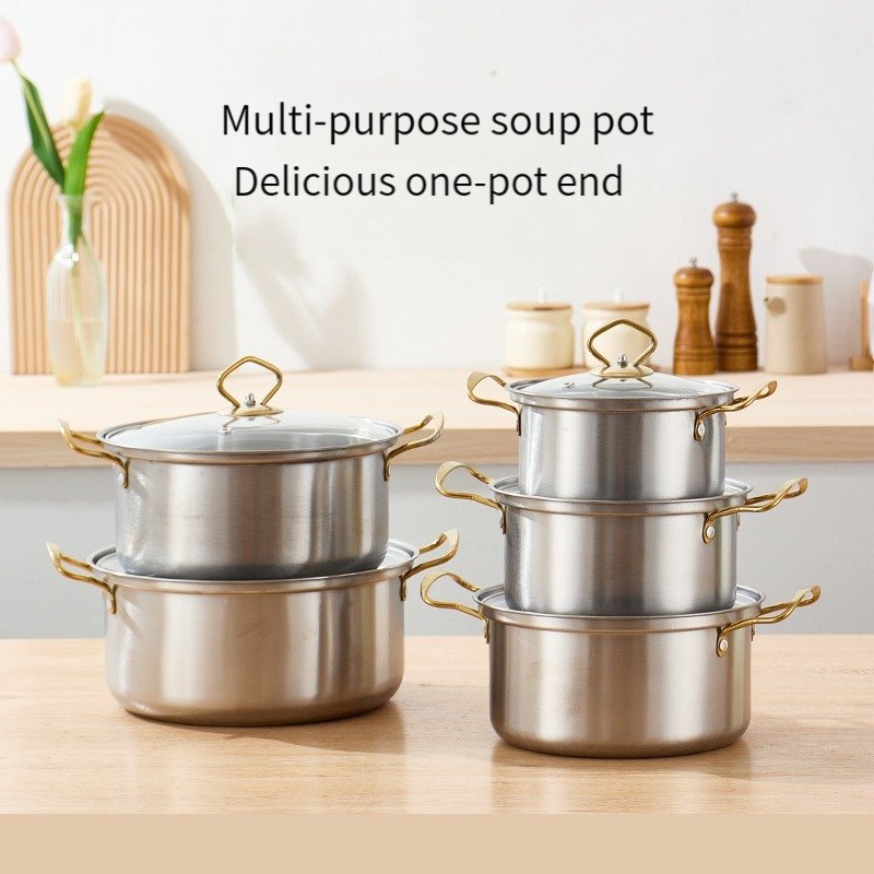 Stainless steel cooking pot kitchen pot set with handle cookware fry pan kitchenware kettle soup pot multifunction cook