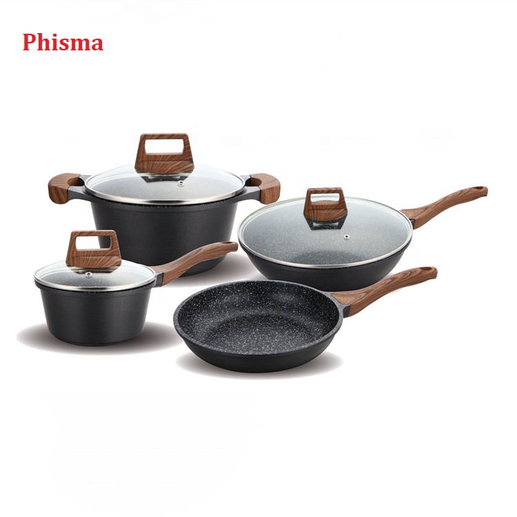 High Quality Cast Aluminium Cookware Granite Non Stick Wok Pan With Induction Bottom Household