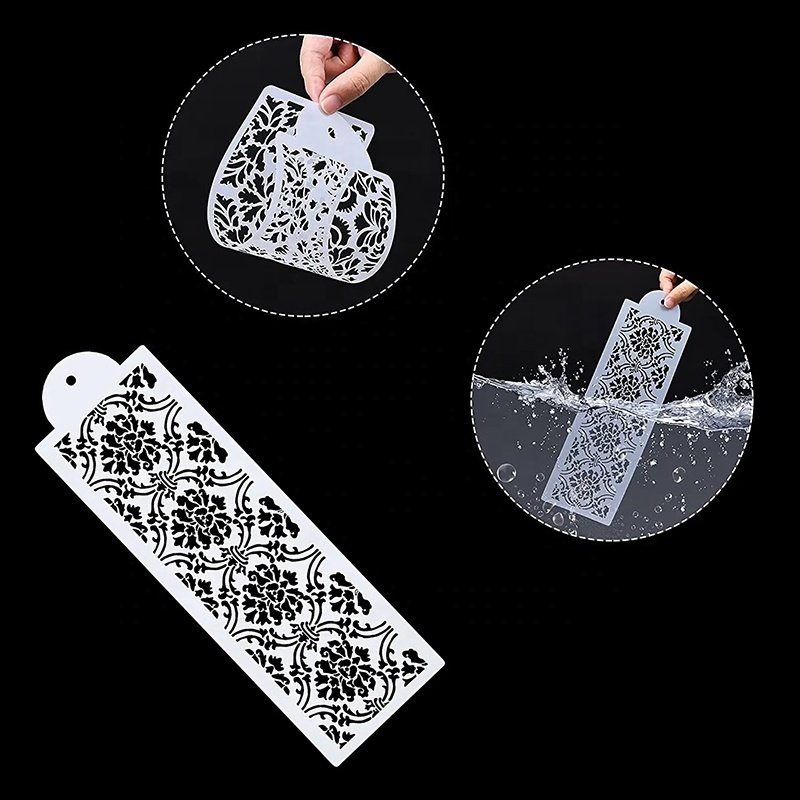 Wanlihao Plastic Spray Flower Template Stencil Lace Mesh Fondant Cake Stencils for Cake Decorating