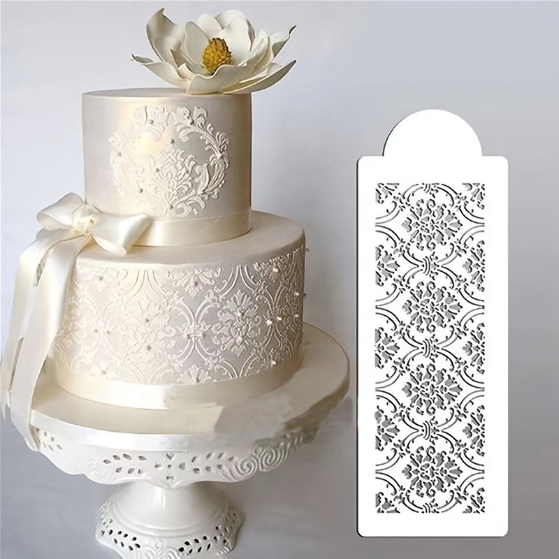 Wanlihao Plastic Spray Flower Template Stencil Lace Mesh Fondant Cake Stencils for Cake Decorating