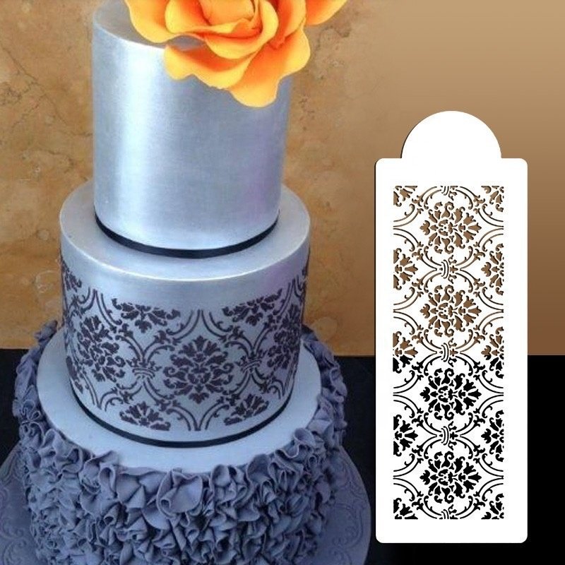Wanlihao Plastic Spray Flower Template Stencil Lace Mesh Fondant Cake Stencils for Cake Decorating