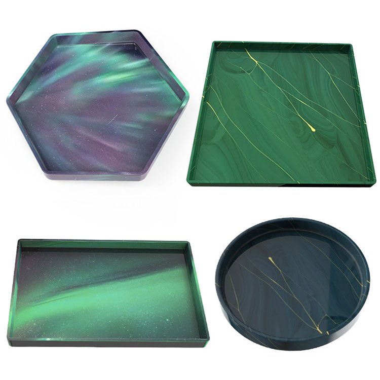 YS Large Storage Tray Silicone Mold Concrete Cement Geometric Pallet DIY Round Coaster Resin Mould Home Decoration Plaster Tools