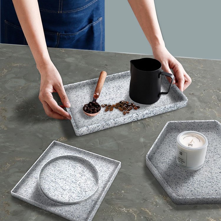 YS Large Storage Tray Silicone Mold Concrete Cement Geometric Pallet DIY Round Coaster Resin Mould Home Decoration Plaster Tools
