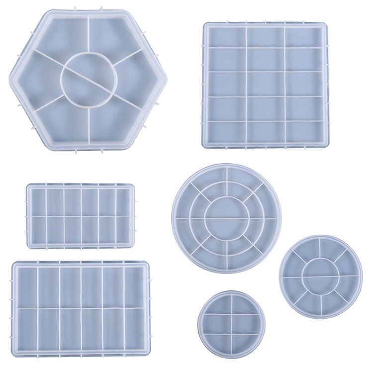 YS Large Storage Tray Silicone Mold Concrete Cement Geometric Pallet DIY Round Coaster Resin Mould Home Decoration Plaster Tools