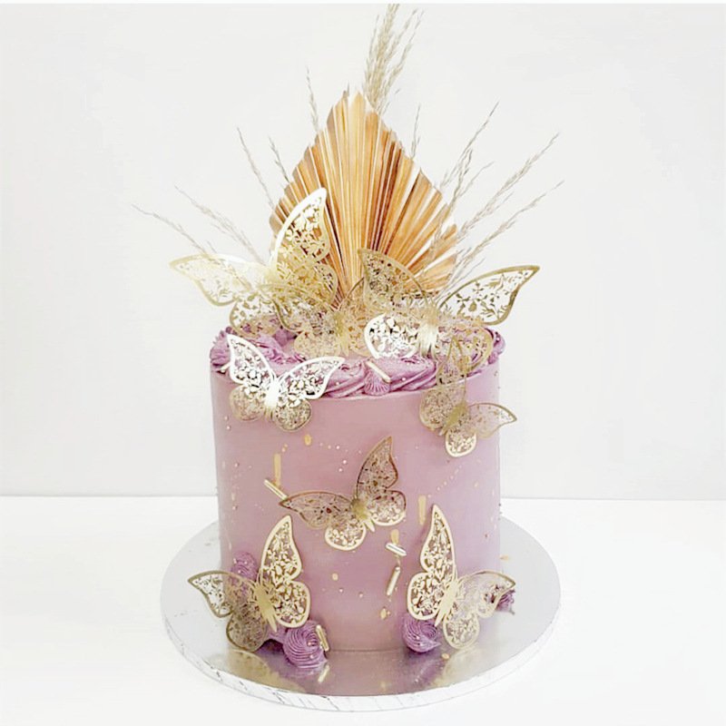 Butterfly cake toppers Gold Double sided paper cake topper Butterfly birthday cake decorating supplies