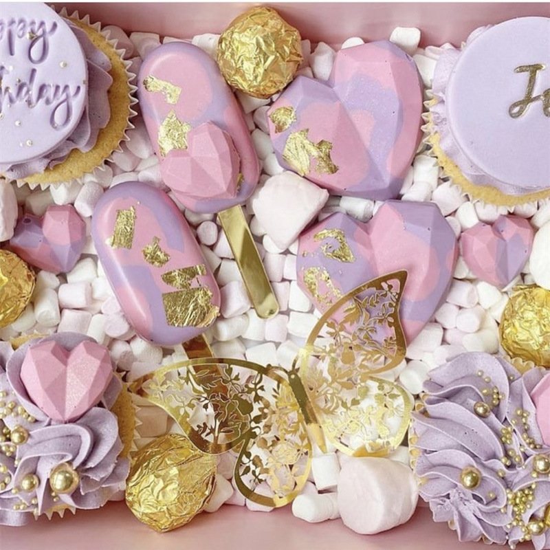 Butterfly cake toppers Gold Double sided paper cake topper Butterfly birthday cake decorating supplies