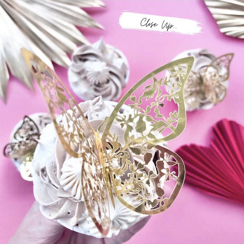 Butterfly cake toppers Gold Double sided paper cake topper Butterfly birthday cake decorating supplies