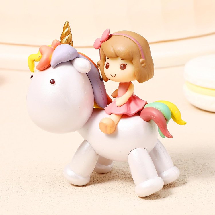 Mini Cartoon Unicorn Cake Topper Toy Doll Set Cute Figurine Cake Decoration for Girls Birthday Party Decoration Supplies