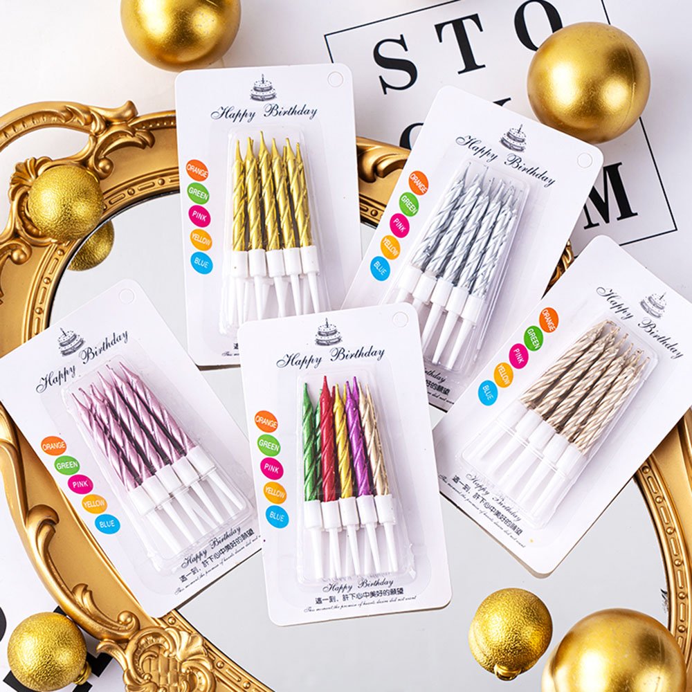 Gold and silver candles Color mix small candle threads birthday cake decoration for children Smoke-free eco-friendly party
