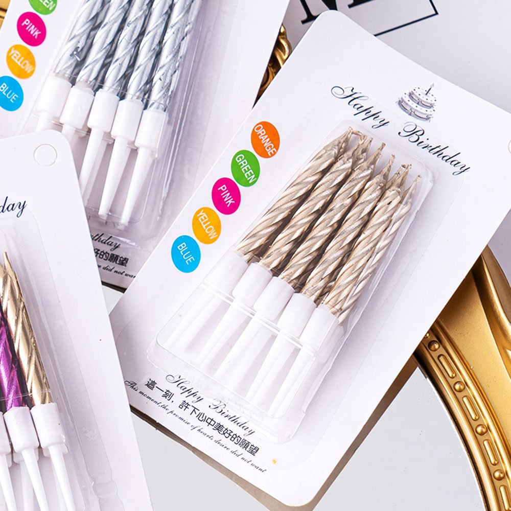 Gold and silver candles Color mix small candle threads birthday cake decoration for children Smoke-free eco-friendly party