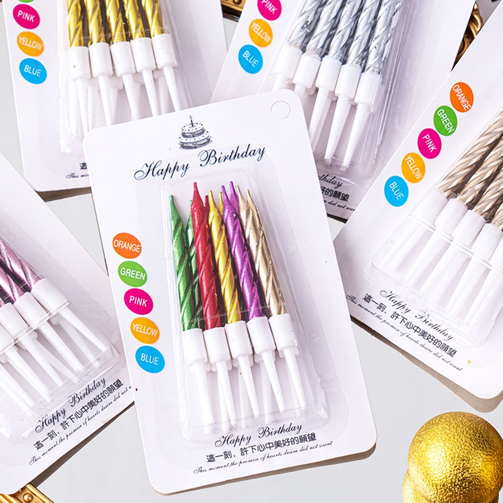 Gold and silver candles Color mix small candle threads birthday cake decoration for children Smoke-free eco-friendly party