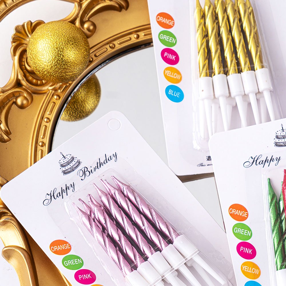 Gold and silver candles Color mix small candle threads birthday cake decoration for children Smoke-free eco-friendly party