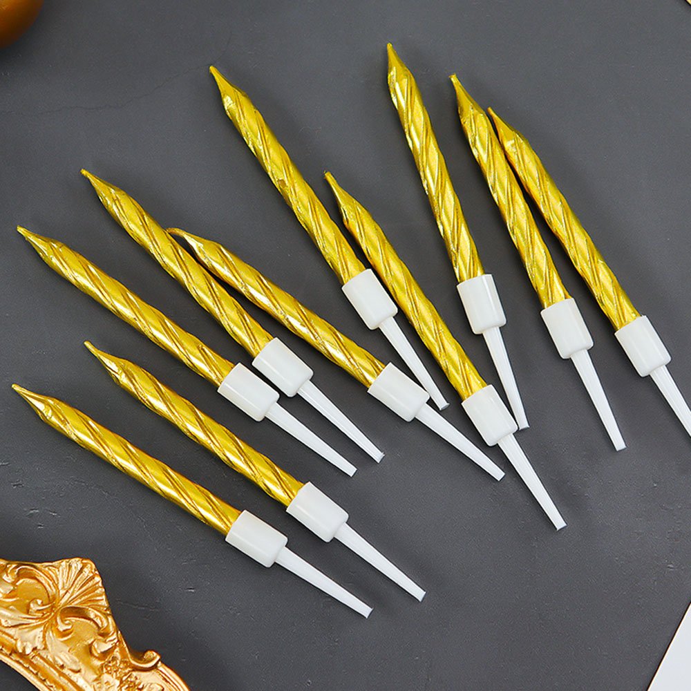 Gold and silver candles Color mix small candle threads birthday cake decoration for children Smoke-free eco-friendly party