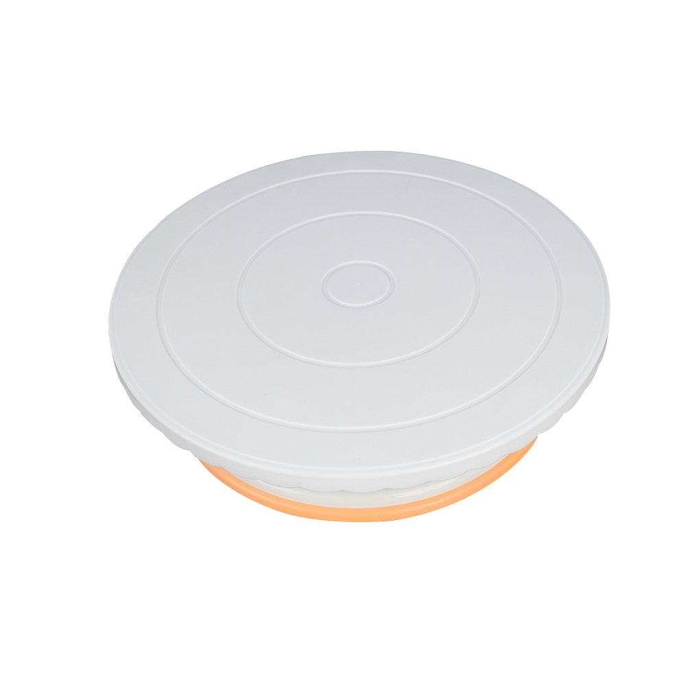 Hot sale non-slip easy clean 28cm round white Plastic Rotating Plate Turntable Cake Decorating Kits