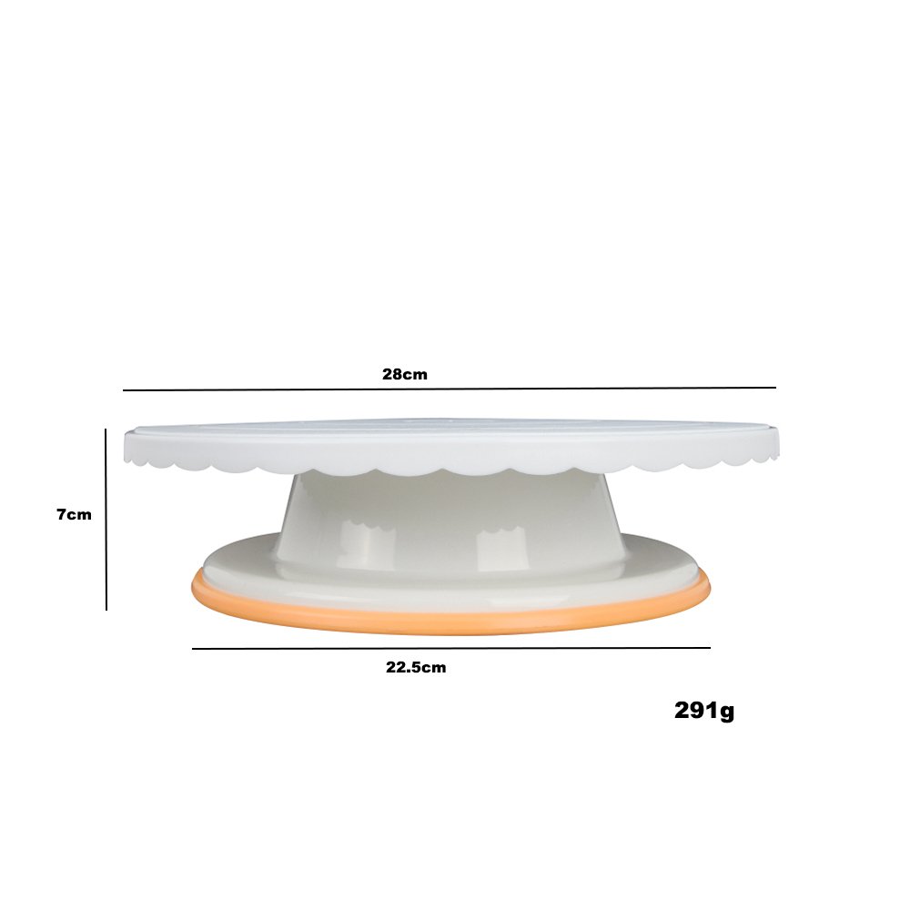 Hot sale non-slip easy clean 28cm round white Plastic Rotating Plate Turntable Cake Decorating Kits