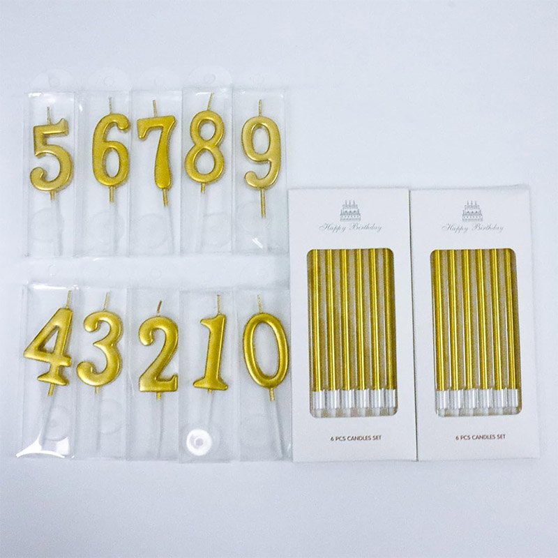 22Pcs Gold Birthday Number Long Thin Metallic Candles Set for Cake Decorations Party Wedding Anniversary Celebration Supplies