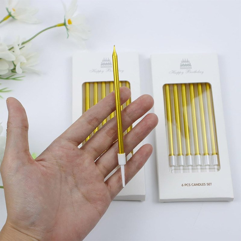 22Pcs Gold Birthday Number Long Thin Metallic Candles Set for Cake Decorations Party Wedding Anniversary Celebration Supplies