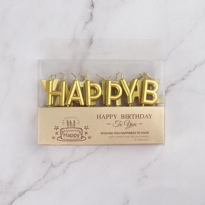 Happy Birthday candles Colorful gold-plated lettering birthday fireworks candle set cake decoration