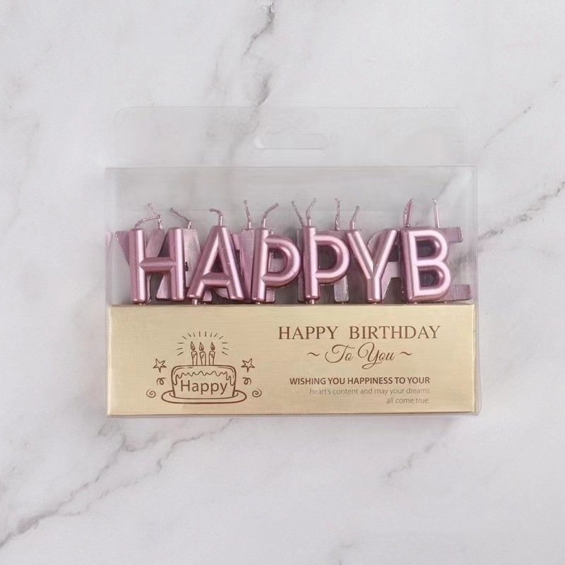 Happy Birthday candles Colorful gold-plated lettering birthday fireworks candle set cake decoration