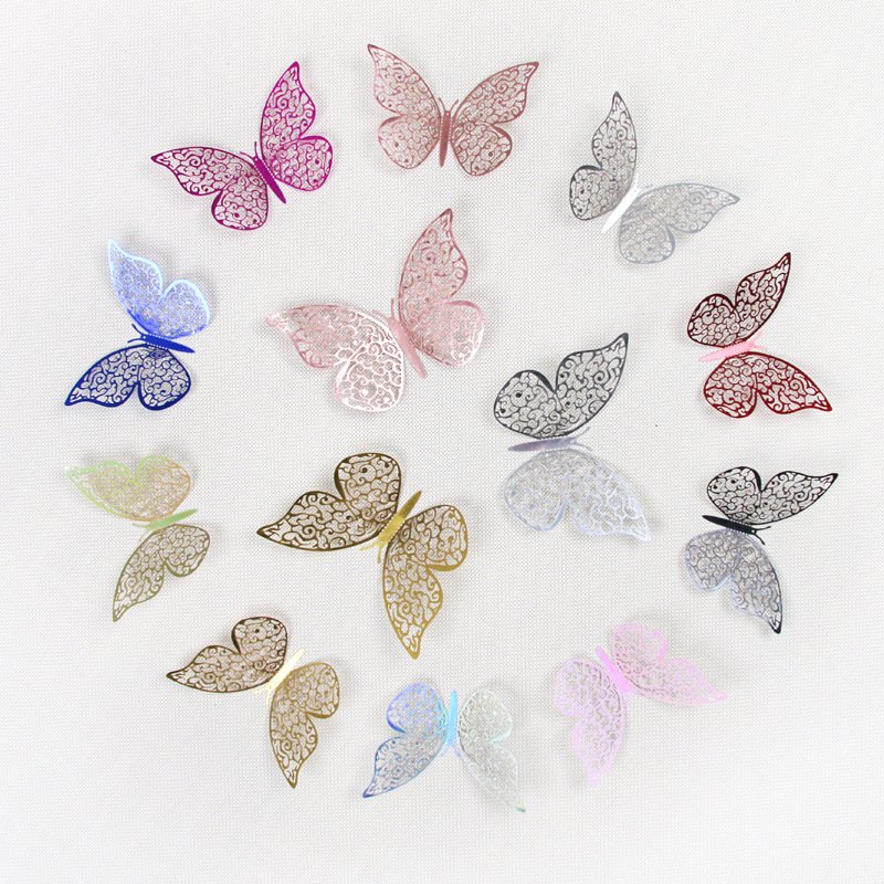 New Pink Blue Butterfly Toppers 5pcs Mesh Butterfly For Wedding Birthday Party Cakes Decoration