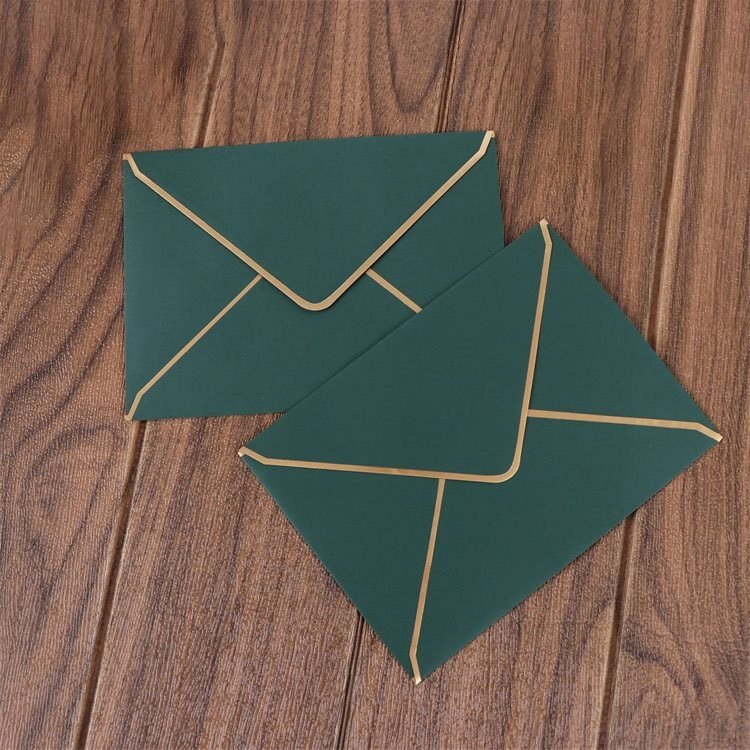Ychon 5x7 envelopes for invitations with gold border V-flap for greeting cards invitation envelopes for party