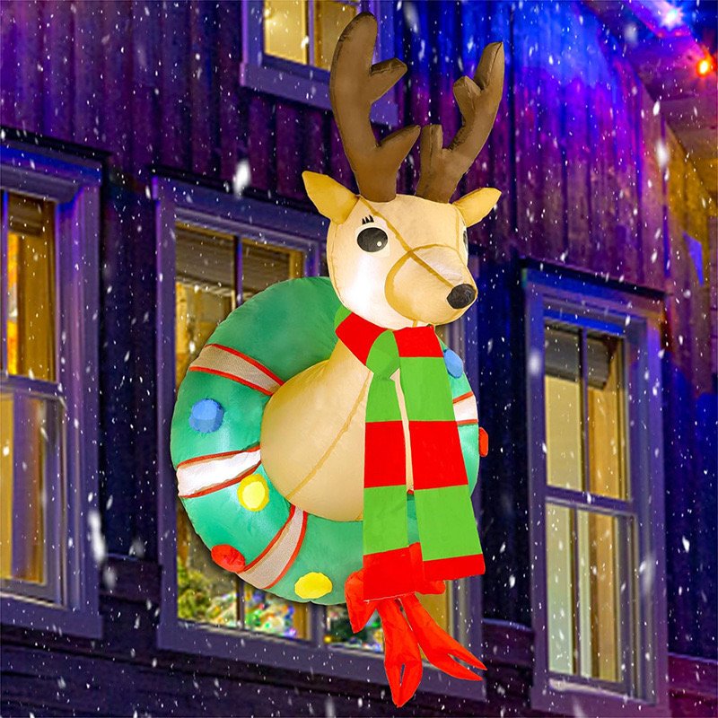 LED-Lighted Reindeer Christmas Decor Indoor/Outdoor Blow-Up Lawn Yard Garden Decorations for Holiday Season