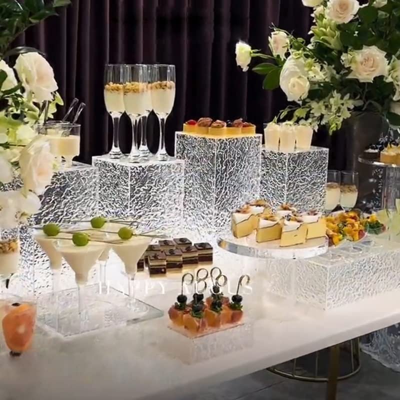 Factory wholesale 7-piece set Bread Buffet Risers Food Service Tray Parties Acrylic cake stand for christmas wedding decoration