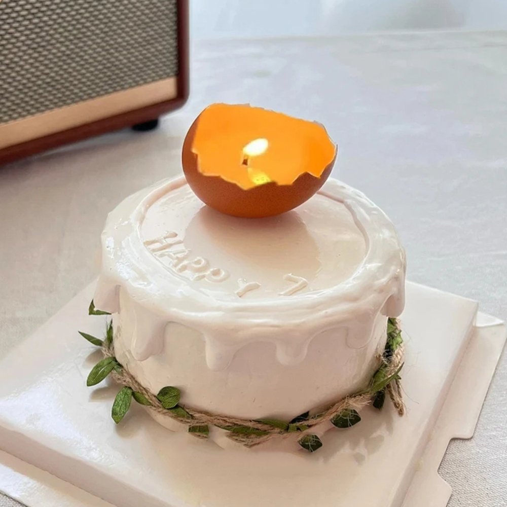 Birthday cake decoration candle egg shell simple birthday dress up dessert table plug-in