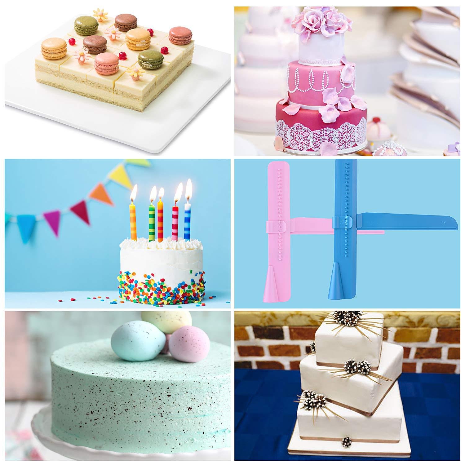 Factory Wholesale spot 2pcs Pink Blue adjustable height smoother fondant cake scraper pastry tools cake right angle trowel