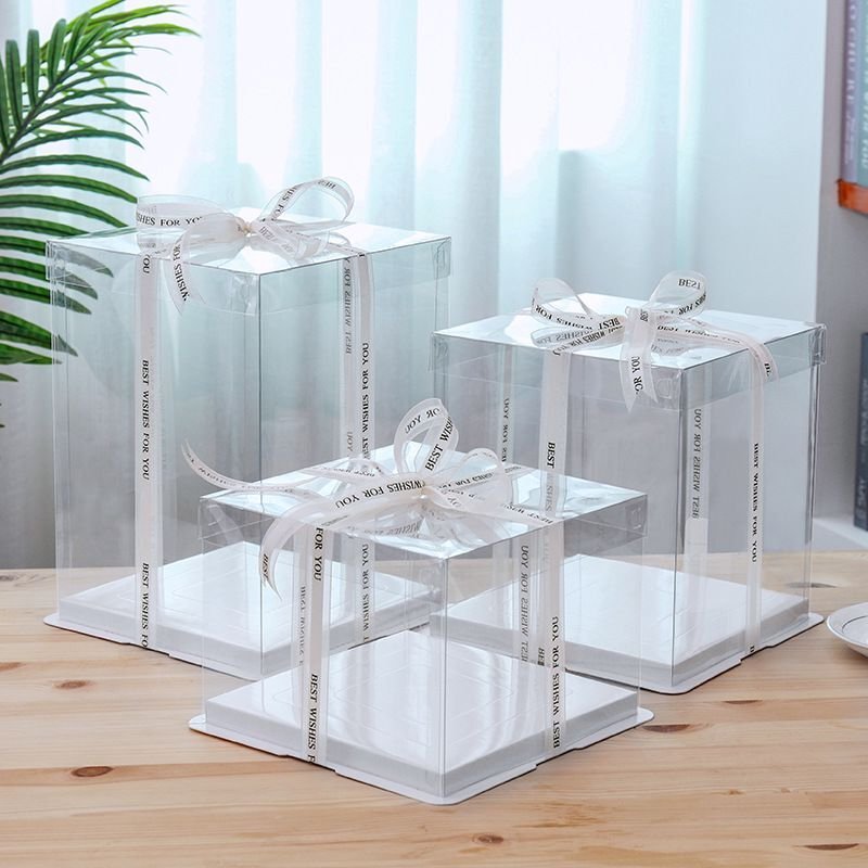 wholesale cake boxes for birthday party supplies baking tools cake packing customclear pink blue black cake box