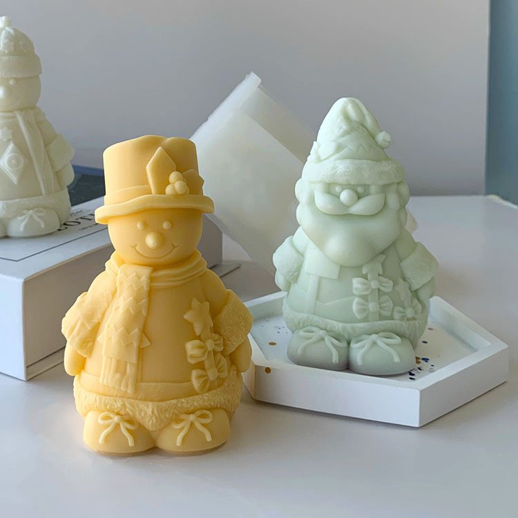 Christmas Snowman Silicone Candle Mold Scarf Santa Claus Christmas Decorations Casting Mould DIY Aromatherapy Candle Making