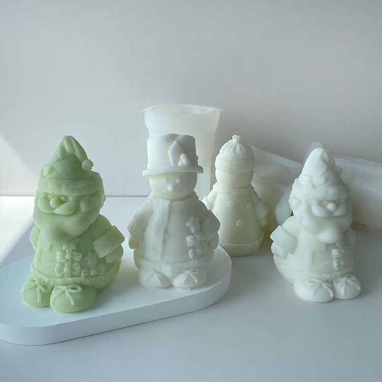 Christmas Snowman Silicone Candle Mold Scarf Santa Claus Christmas Decorations Casting Mould DIY Aromatherapy Candle Making