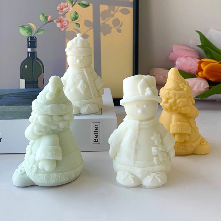 Christmas Snowman Silicone Candle Mold Scarf Santa Claus Christmas Decorations Casting Mould DIY Aromatherapy Candle Making