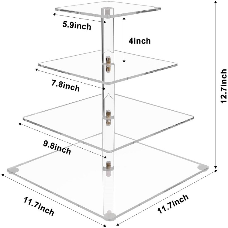 Square Cupcake Stand Premium Cupcake Holder Acrylic Cupcake Tower LED Light String Weddings Birthday Parties supplies