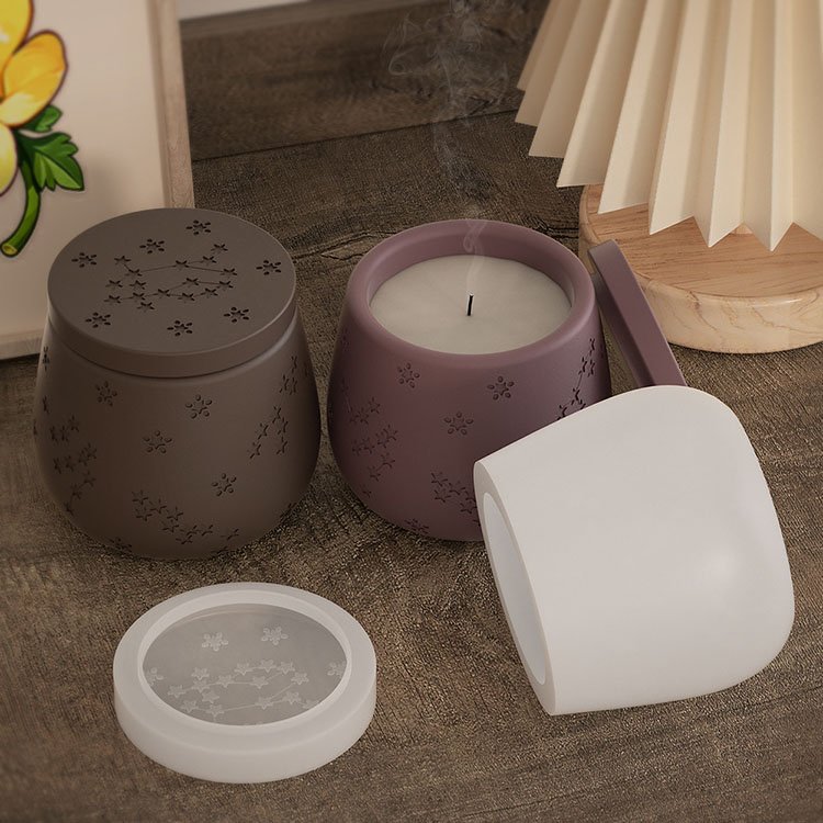 Constellation Pudding Candle Jar Silicone Mold Storage Box With Lid Candle Container Casting Mold DIY Aromatherapy Candle Making