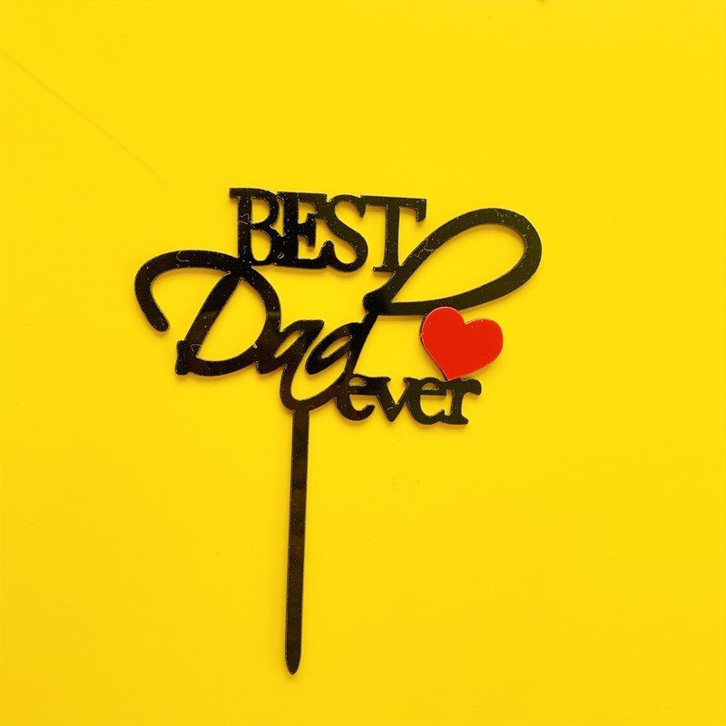 Gold Acrylic Best Dad Ever Cake Decorating Topper Happy Birthday DAD Cake Plugin Father's Day Birthday Party Cake Accessories