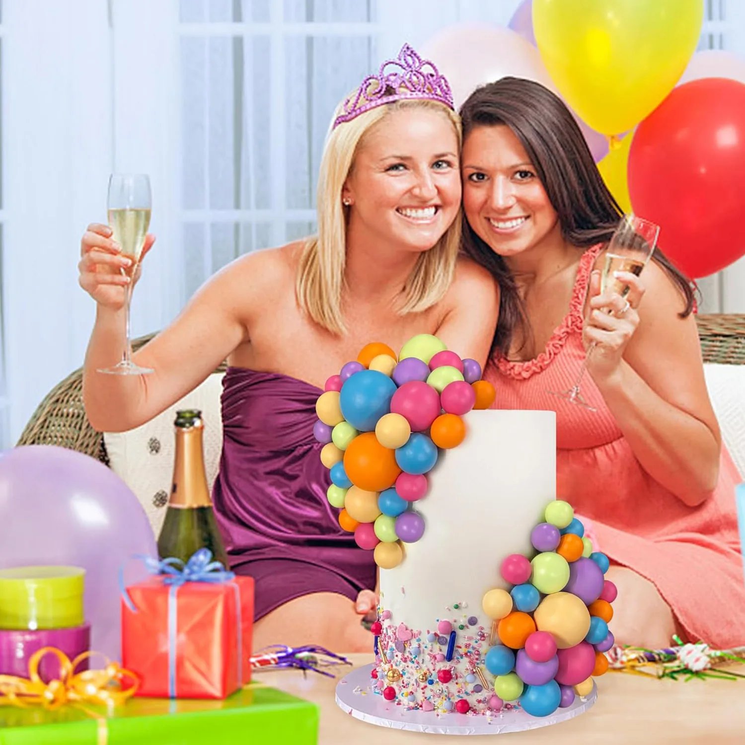 42Pcs Colorful Faux Foam Balls Cake Decoration Topper for Birthday Wedding BABY Shower Party Cake Supplies