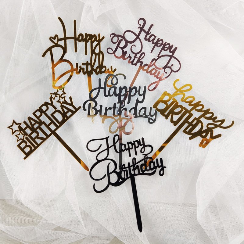 Acrylic birthday cake insert card letter multi-color Happy Birthday festival baking plastic sheet decorative supplies