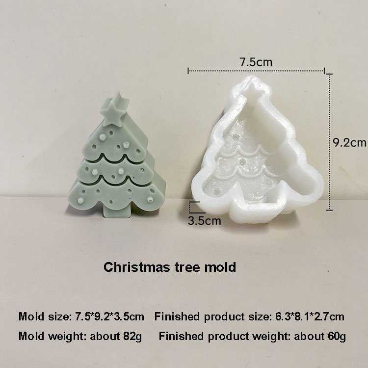 YS DIY Christmas Themed Mold Silicone Making Chocolate Tool Christmas Tree Snowflake Santa Elk Scented Candle Plaster Mould Gift