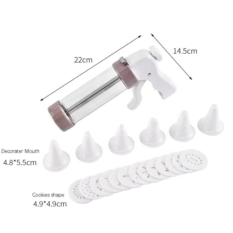 Cake Decorating Kit Cookie Press Maker Machine Clear Cookie Press Gun Kit With 13 Discs And 6 Icing Tips For DIY Cookie Biscuit
