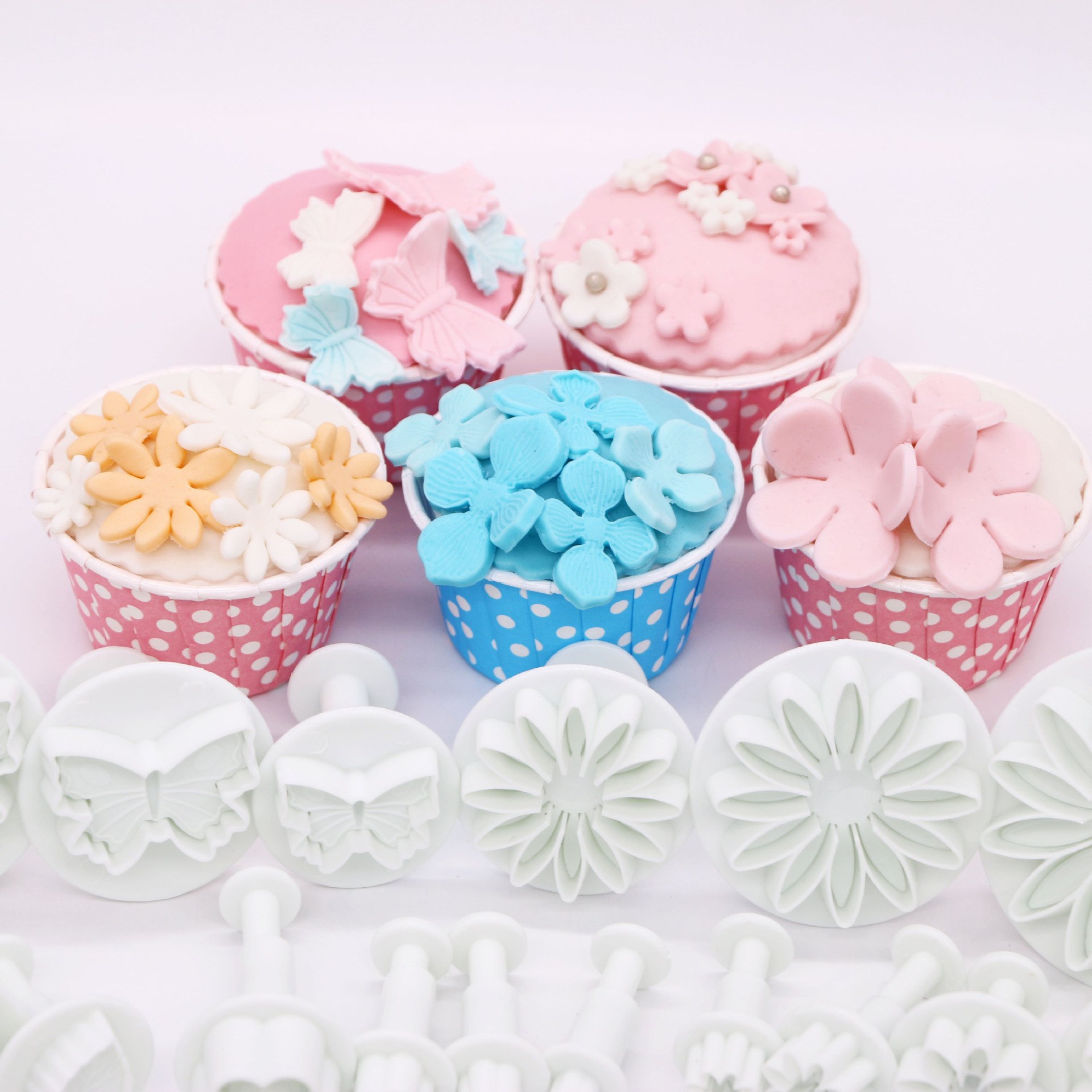 HY Flower Plunger Cutter Fondant Supplies Cutting Set for Cupcake Decorating