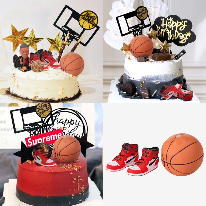 Basketball Theme Cake Toppers Decoration For Boys Men Basketball Birthday Party Supplies