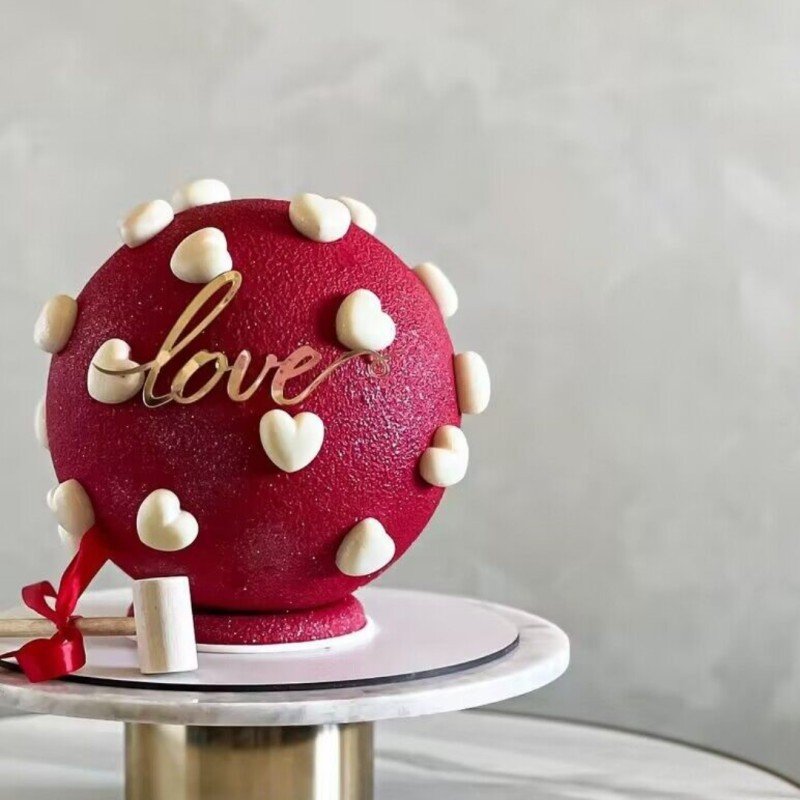 Valentine's Day Cake Decoration New Items Cake Decorations Supplies Gold Acrylic Heart Cake Topper