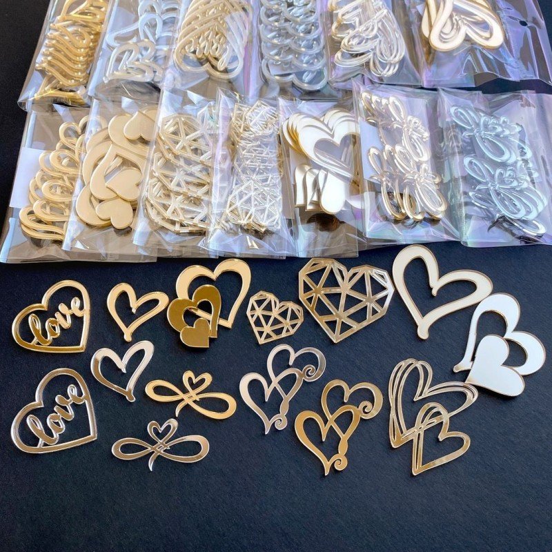 Valentine's Day Cake Decoration New Items Cake Decorations Supplies Gold Acrylic Heart Cake Topper
