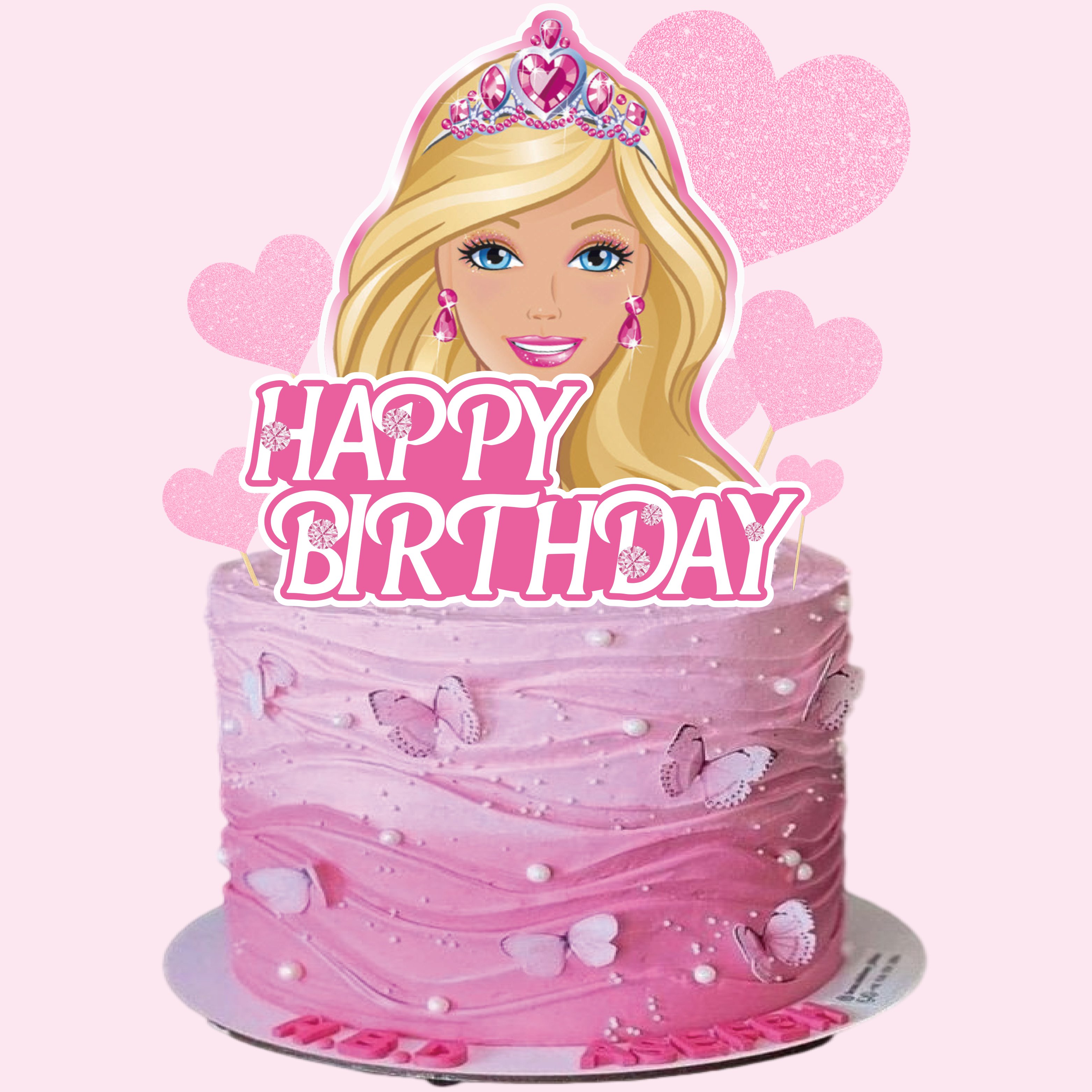 9PCS Barbee Girl Cake Topper for Girl Themed Birthday Christmas Graduation Easter & New Year Parties Pink Cupcake Decorations
