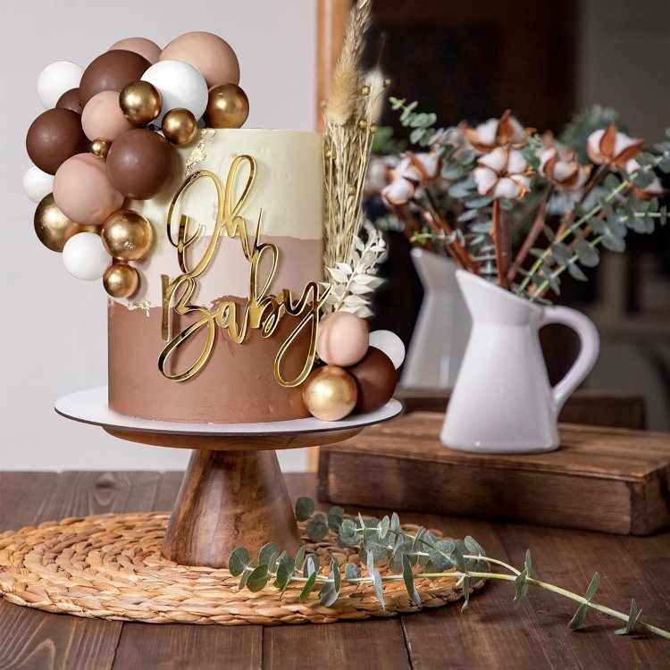 Dark Brown Light Brown White Gold Ball Cake Picks Pearl Balls Cupcake Cake Insert Topper for Birthday Party Decoration Supplies